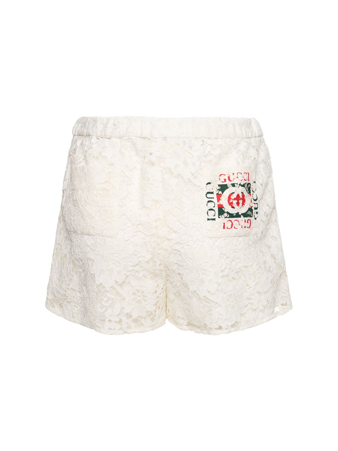 Shop Gucci Floral Cotton Blend Lace Shorts In Off White