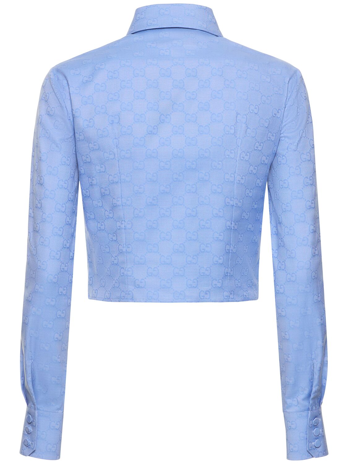 Shop Gucci Gg Supreme Cotton Shirt In Sky Blue