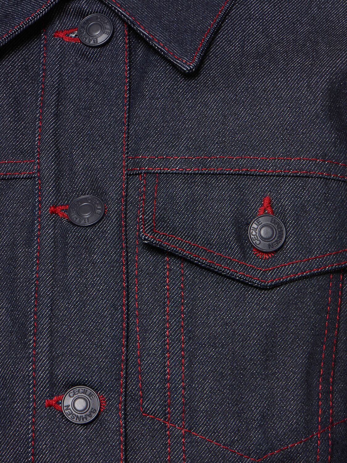 Shop Cecilie Bahnsen Gracie Cropped Cotton Denim Jacket In Dark Blue