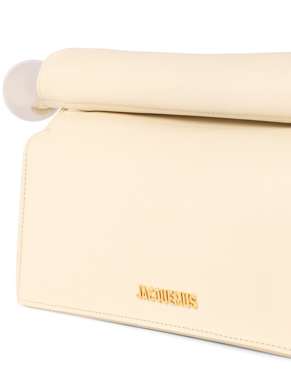 Shop Jacquemus La Pochette Rond Carre Leather Clutch In Light Ivory