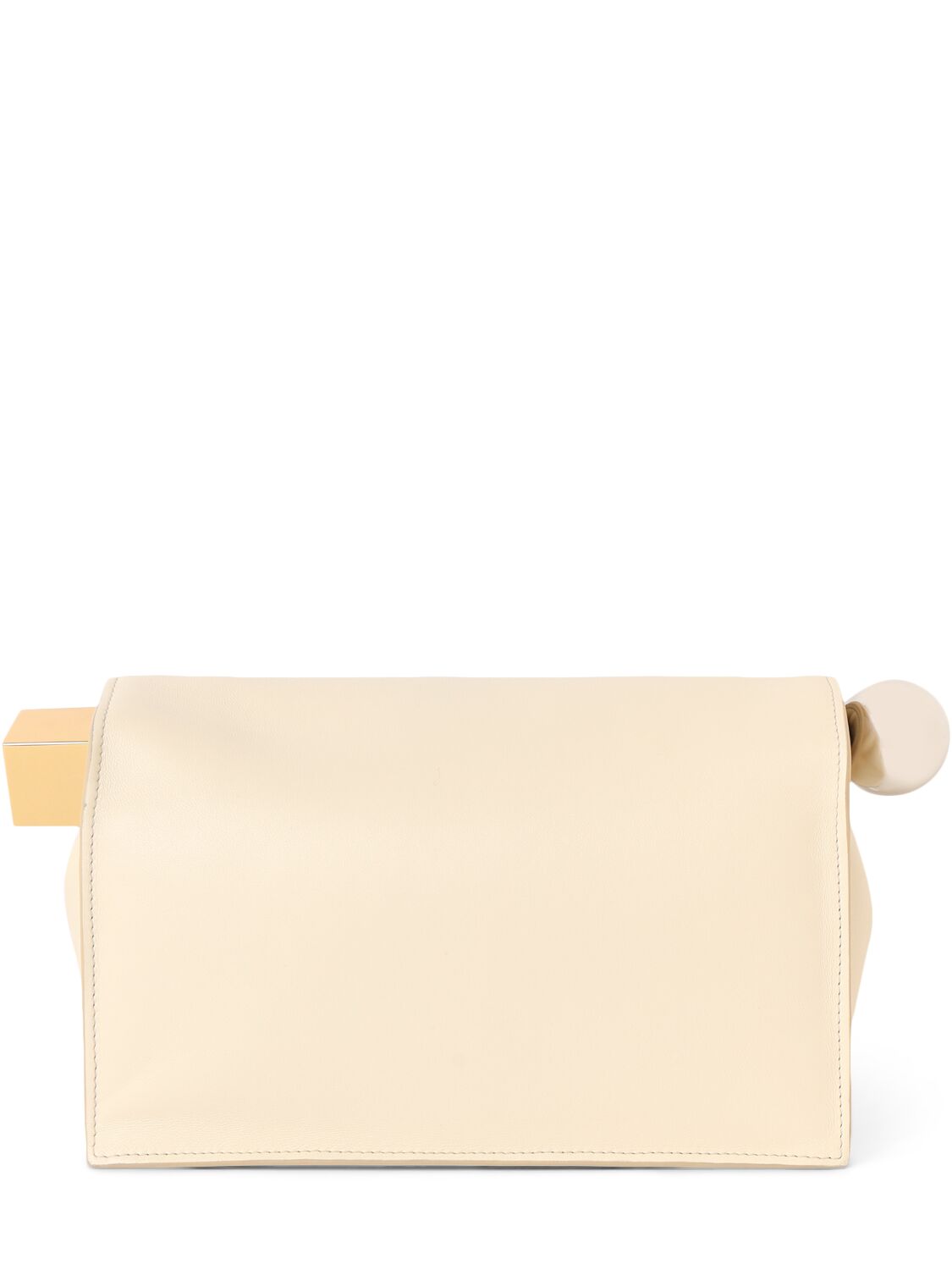 Shop Jacquemus La Pochette Rond Carre Leather Clutch In Light Ivory