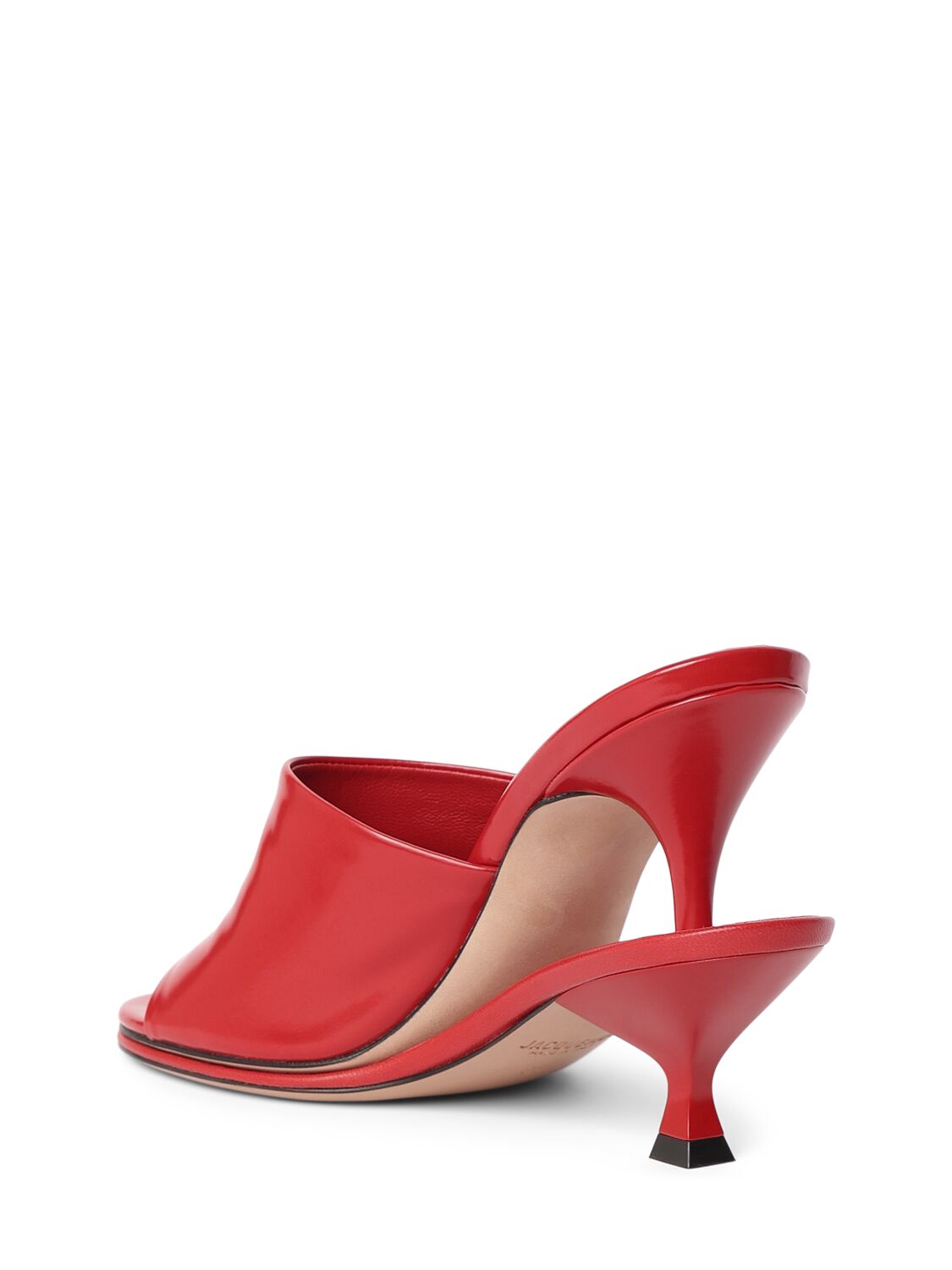 Shop Jacquemus 100mm Les Doubles Leather Mules In Red