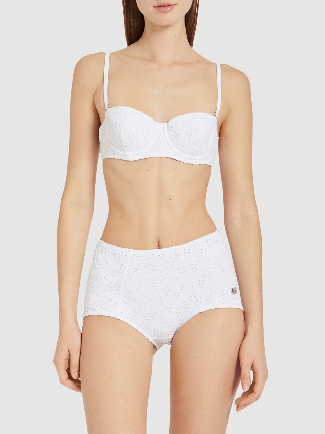 Dolce & Gabbana Bikini Set W/ Sangallo Embroidery In White