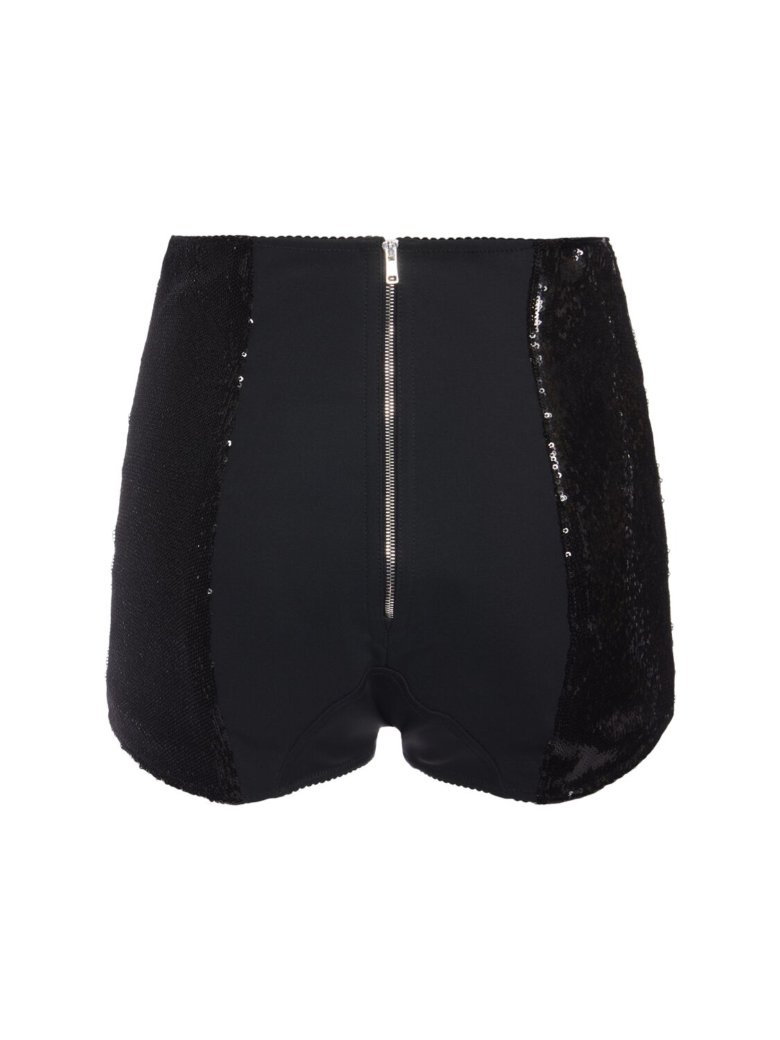 Shop Dolce & Gabbana Sequined High Rise Hot Pants In Black