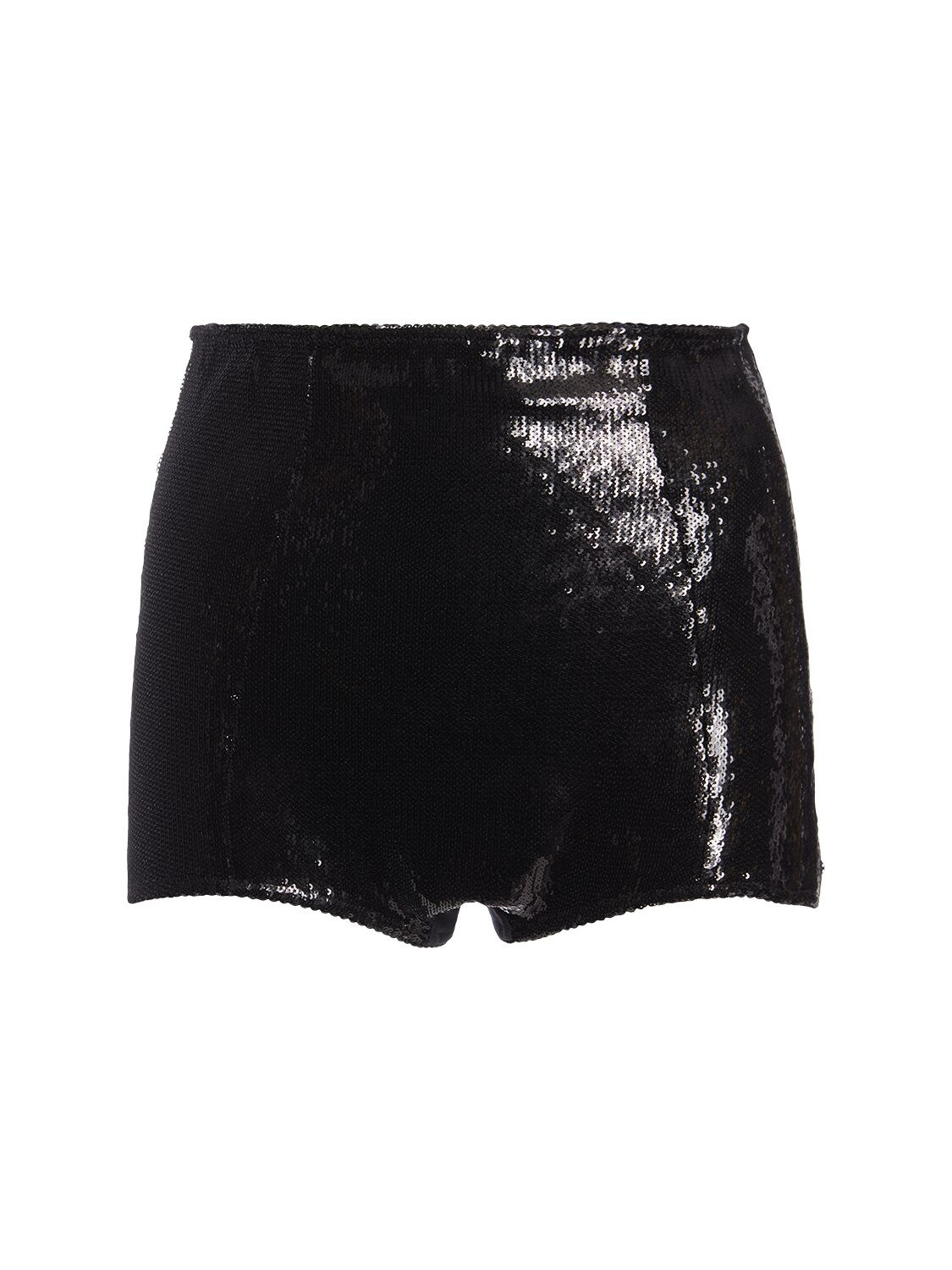 Dolce & Gabbana Sequined High Rise Hot Pants In Black