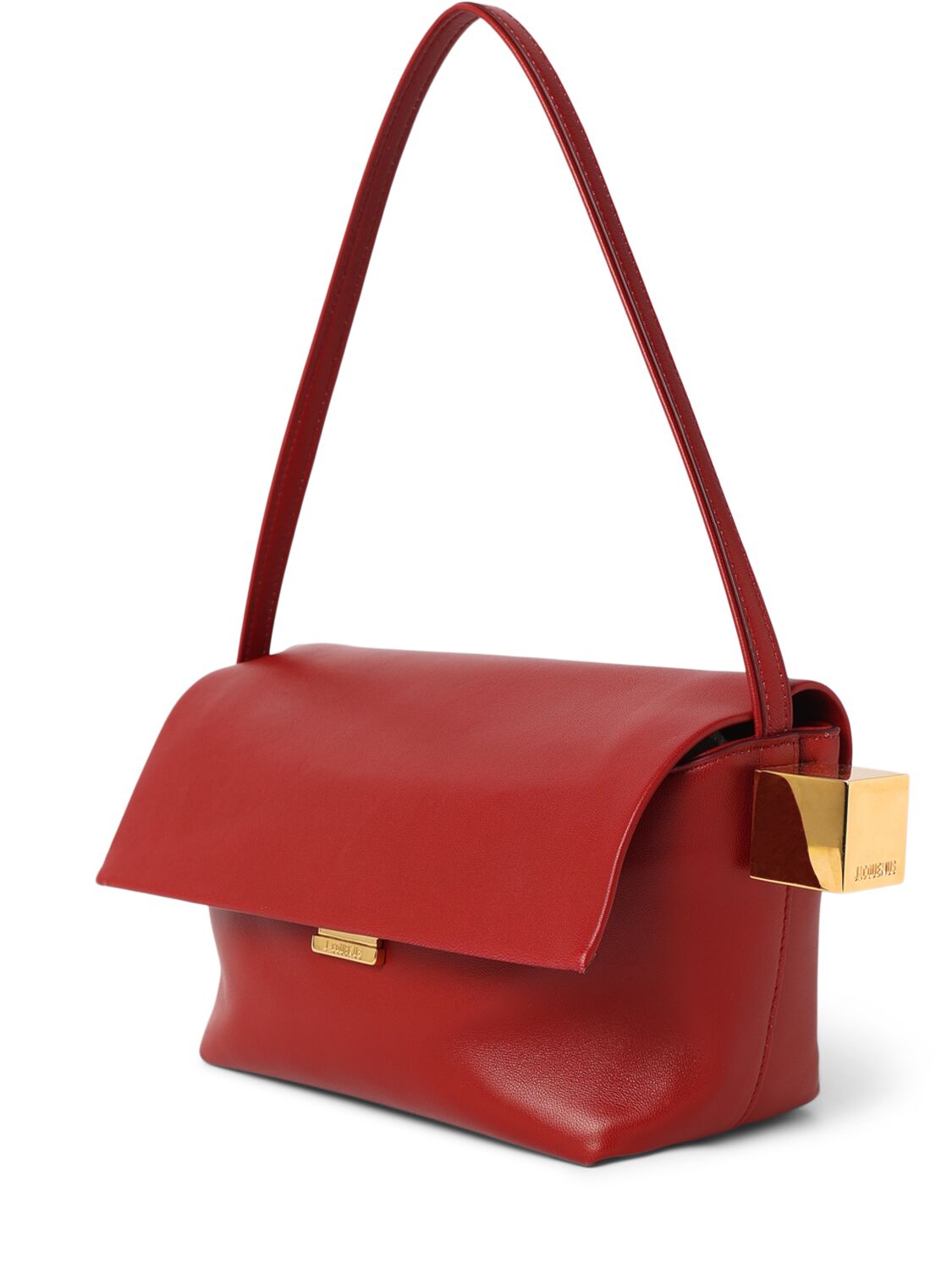 Shop Jacquemus Le Rond Carre Leather Shoulder Bag In Dark Red