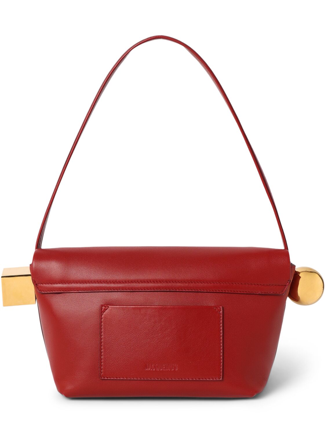 Shop Jacquemus Le Rond Carre Leather Shoulder Bag In Dark Red