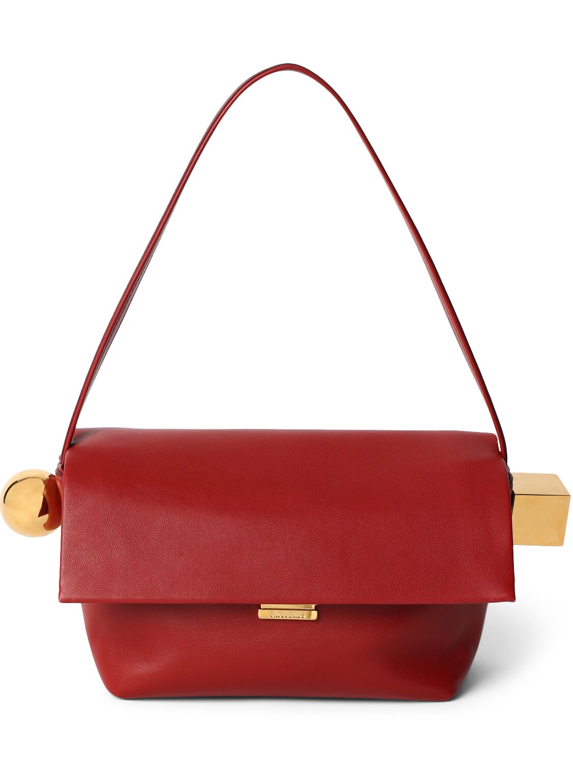 Jacquemus Le Rond Carre Leather Shoulder Bag In Dark Red