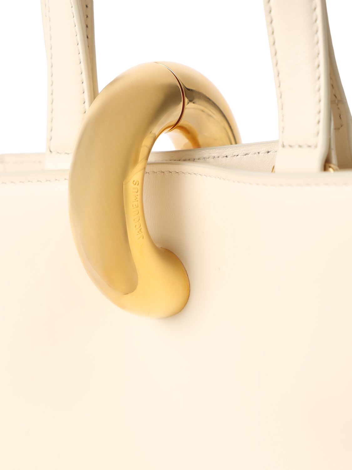 Shop Jacquemus Le Petit Bambola Leather Top Handle Bag In Light Ivory