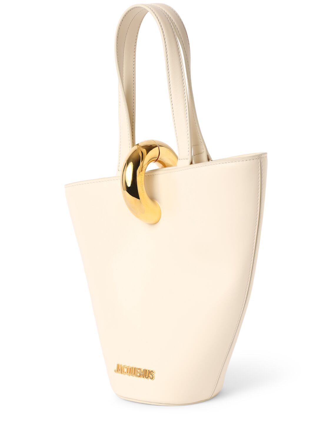 Shop Jacquemus Le Petit Bambola Leather Top Handle Bag In Light Ivory