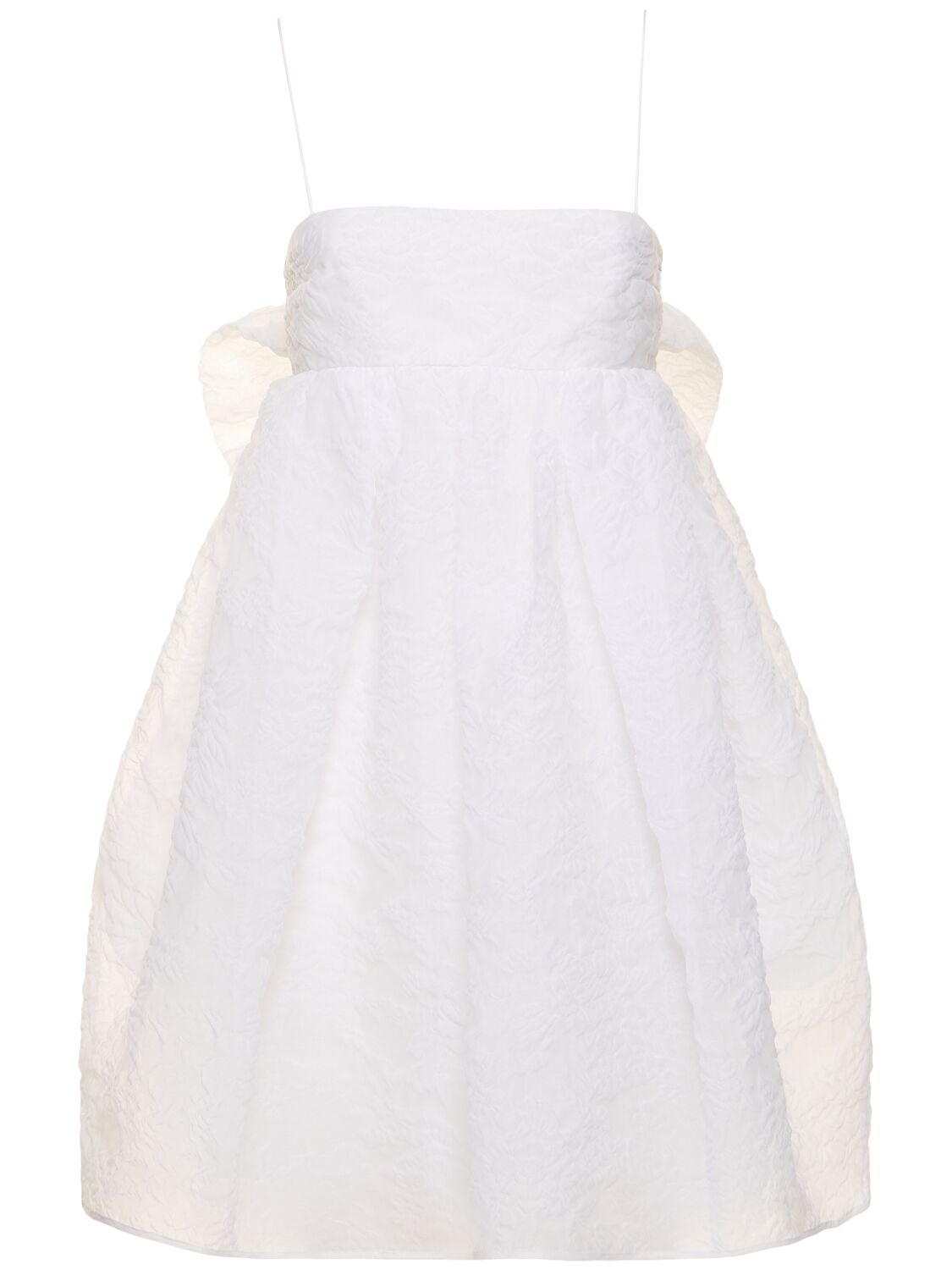 Cecilie Bahnsen Gina Matelassé Mini Dress W/bow In White