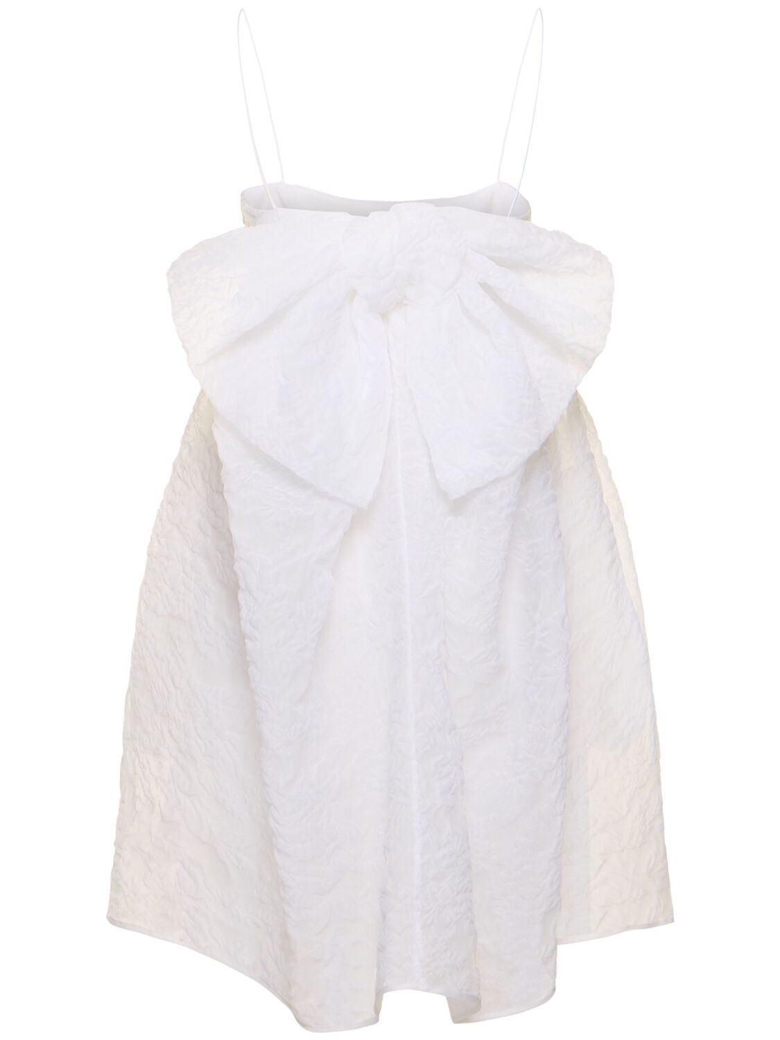 Shop Cecilie Bahnsen Gina Matelassé Mini Dress W/bow In White