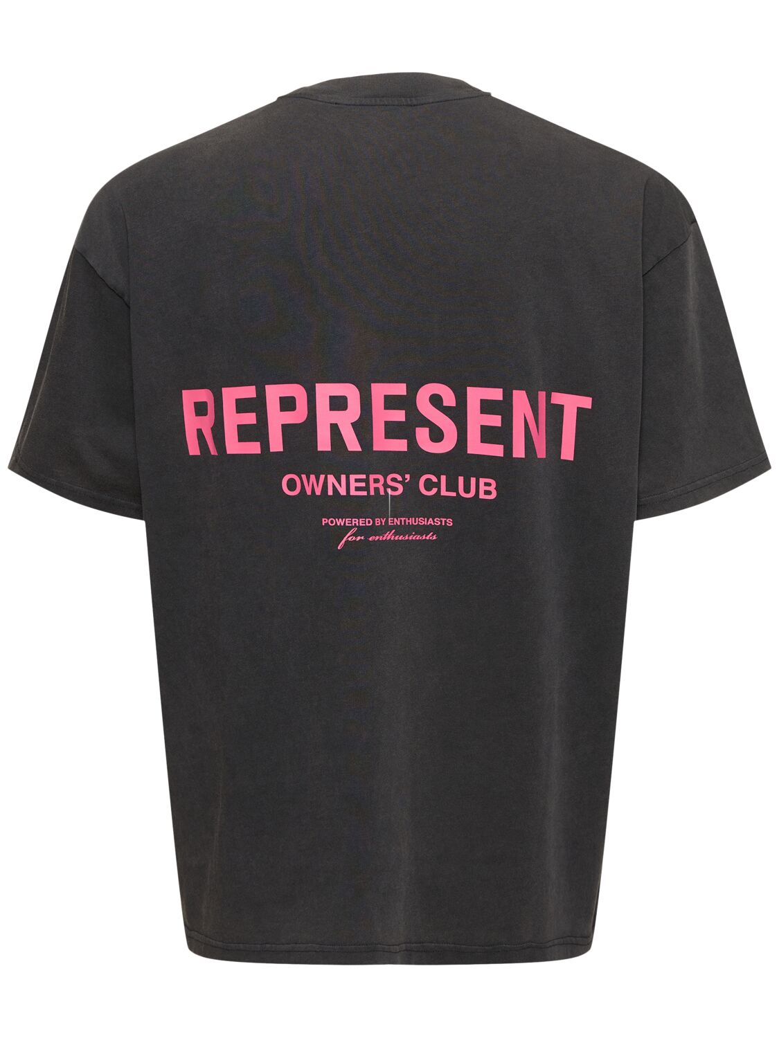Shop Represent Owners Club Logo Cotton T-shirt In Vintage Grey,pink