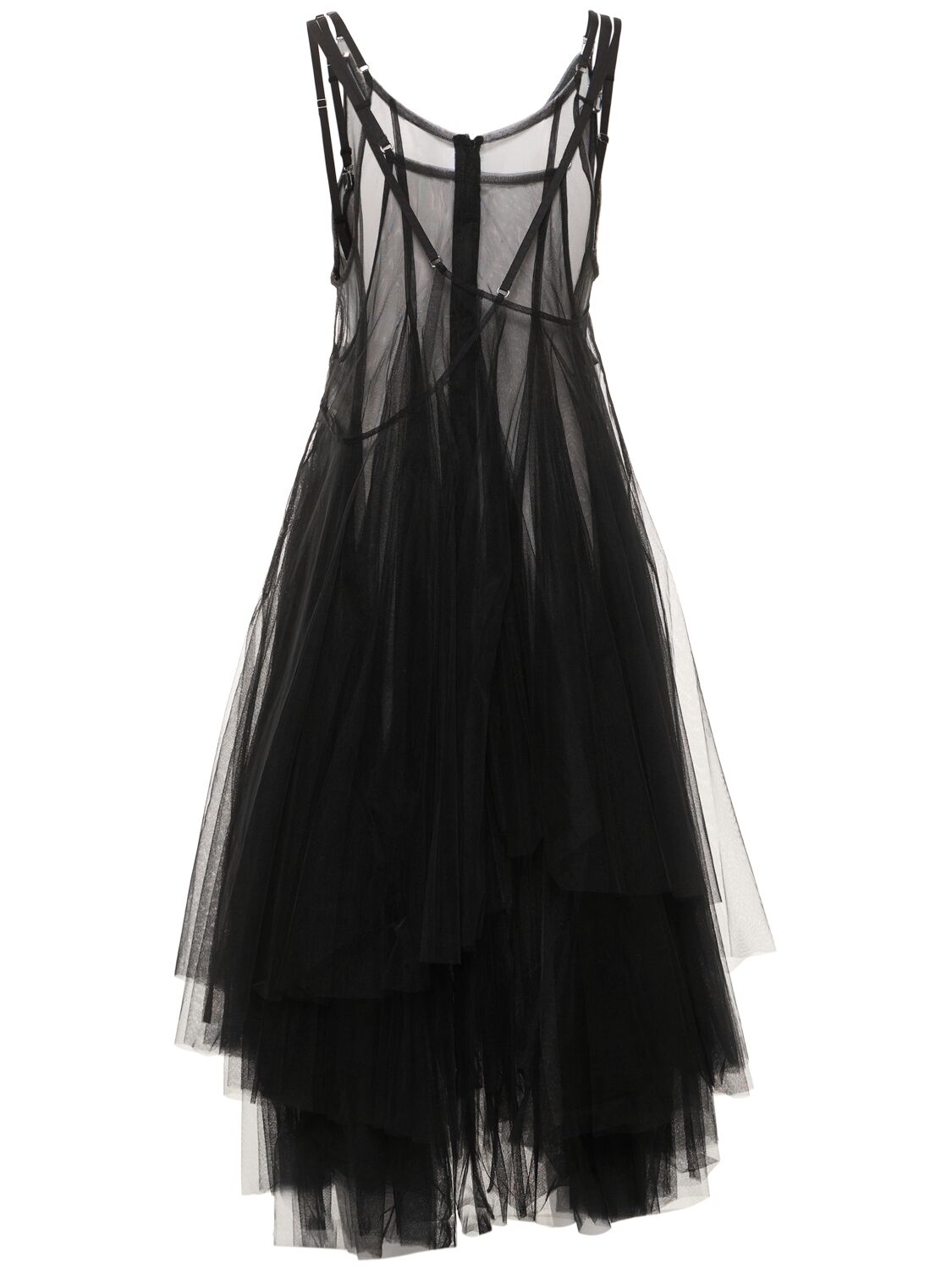 Shop Noir Kei Ninomiya Nylon Tulle & Cotton Mini Dress In Black
