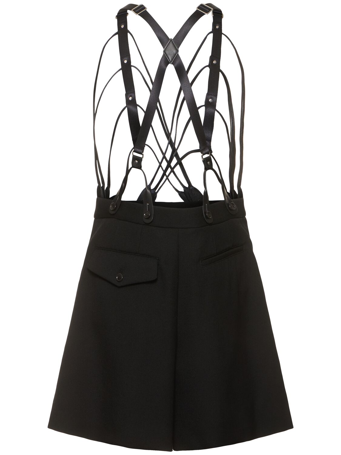Shop Noir Kei Ninomiya Wool Gabardine Jumpsuit W/suspenders In Black