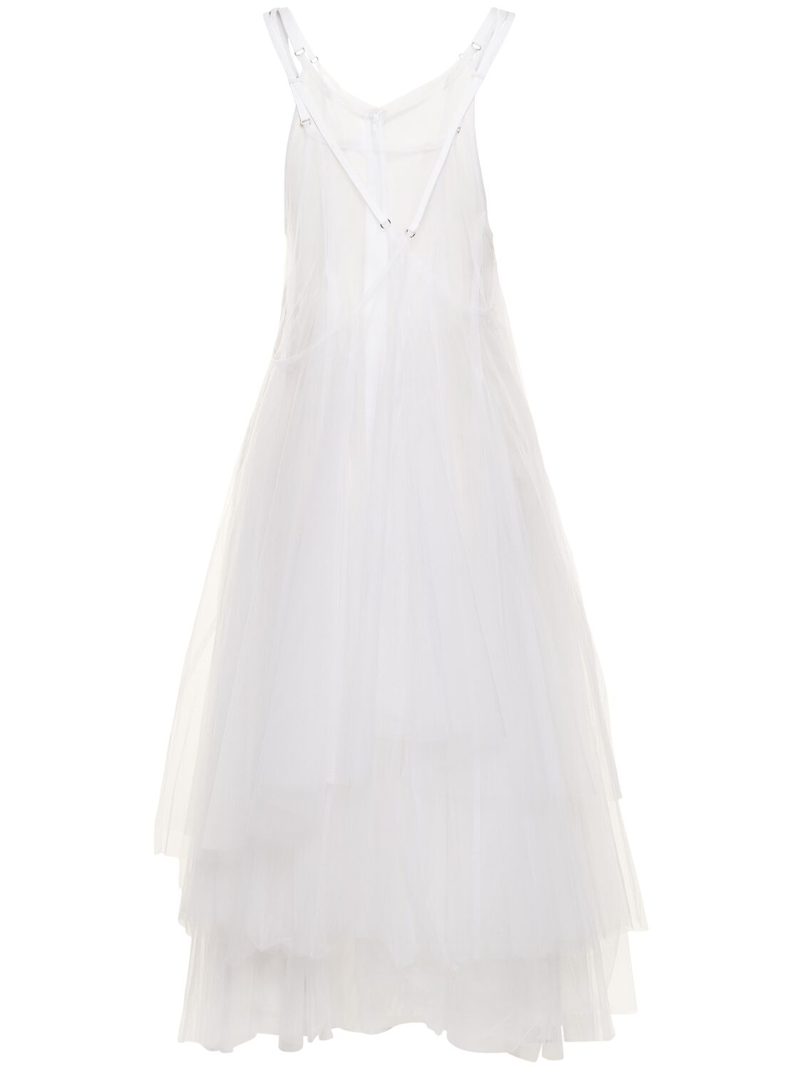 Shop Noir Kei Ninomiya Nylon Tulle & Cotton Mini Dress In White