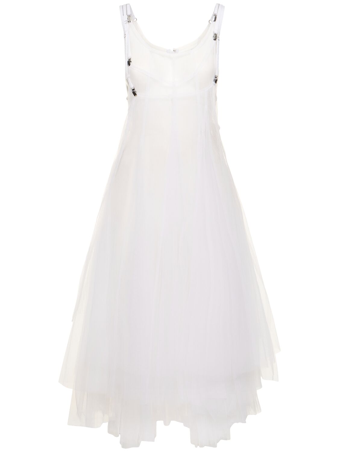 Noir Kei Ninomiya Nylon Tulle & Cotton Mini Dress In White
