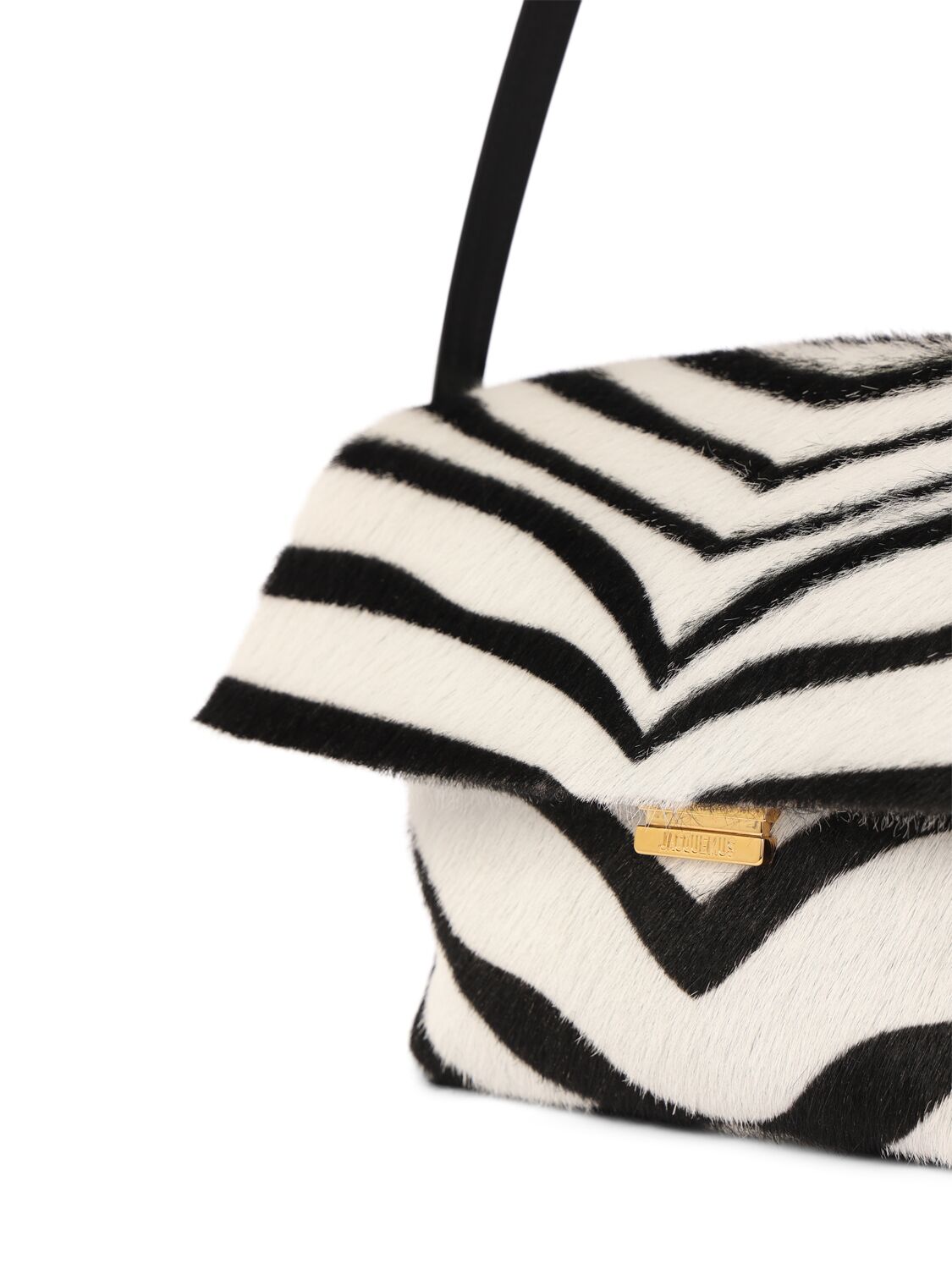 Shop Jacquemus Le Rond Carre Ponyhair Leather Bag In Black/white