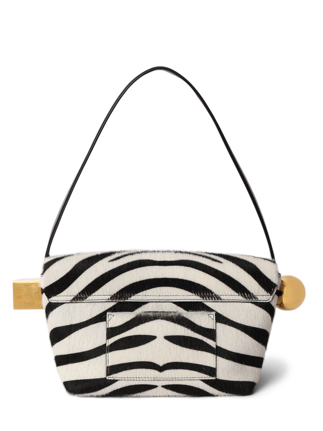 Shop Jacquemus Le Rond Carre Ponyhair Leather Bag In Black/white