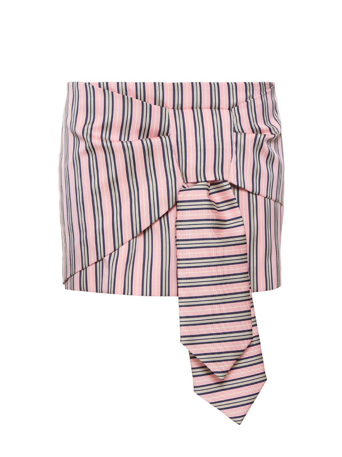 Striped Jacquard Knotted Mini Skirt