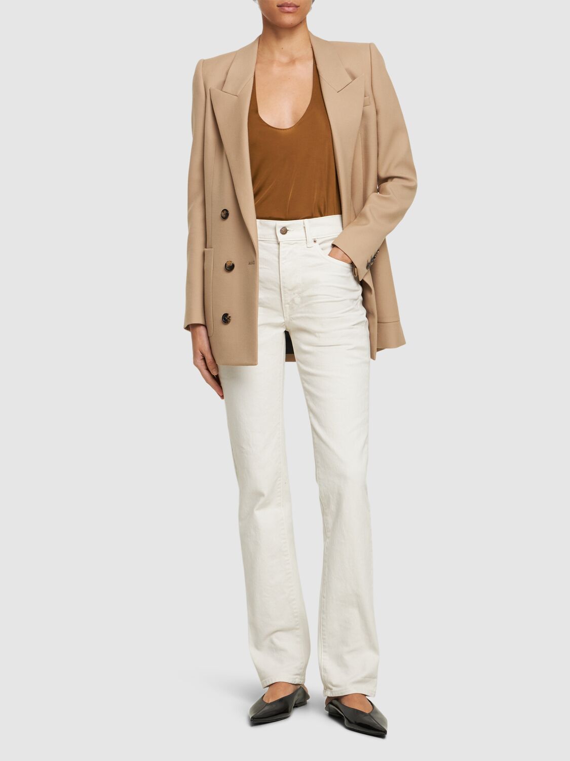 Shop Tom Ford Denim & Twill Midrise Straight Jeans In White