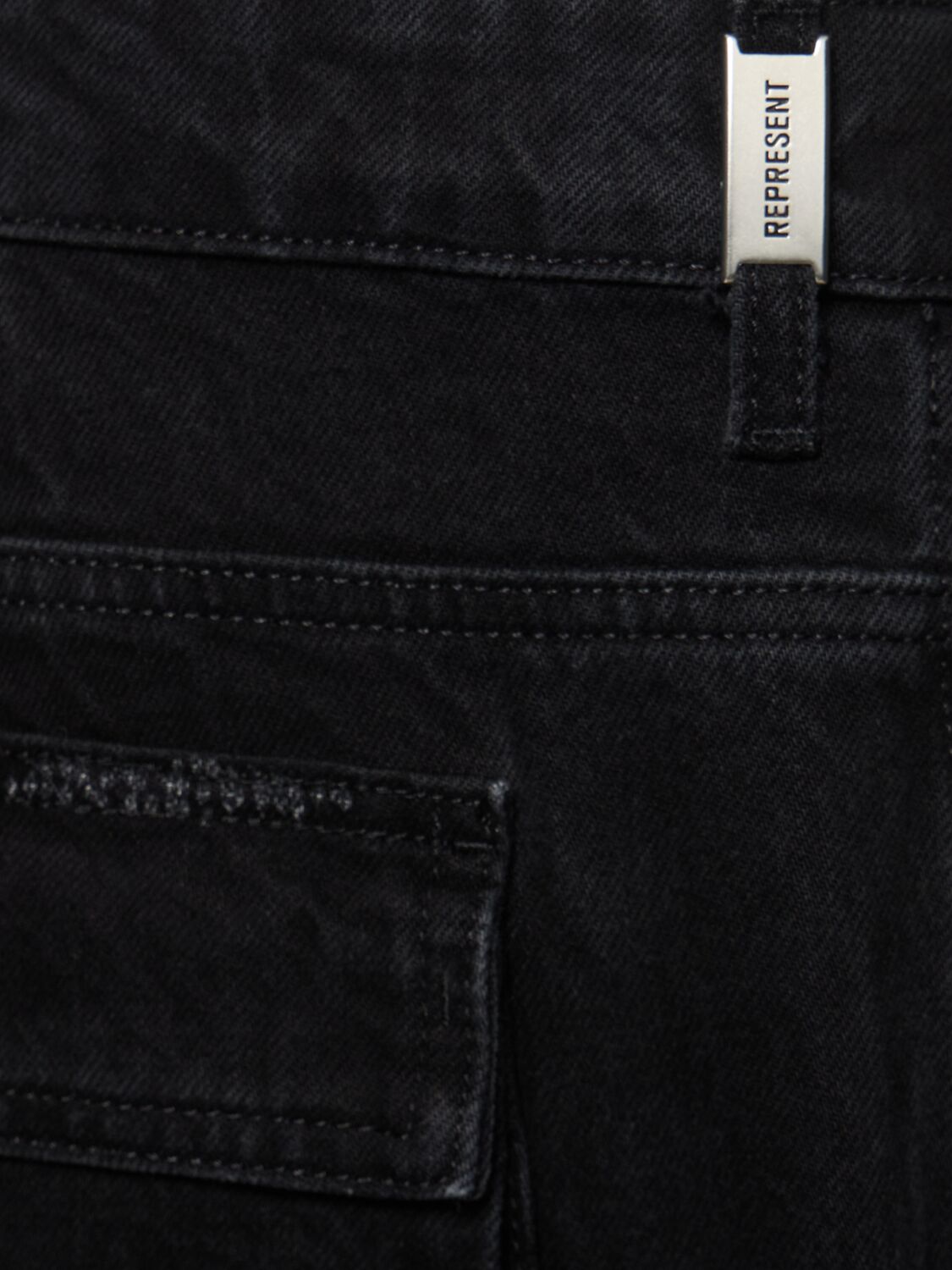 Shop Represent R3ca Denim Cargo Jeans In Black