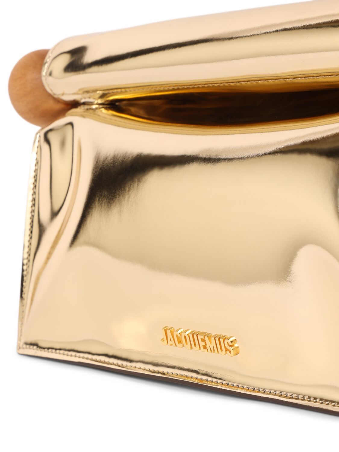 Shop Jacquemus La Pochette Rond Carre Leather Clutch In Gold