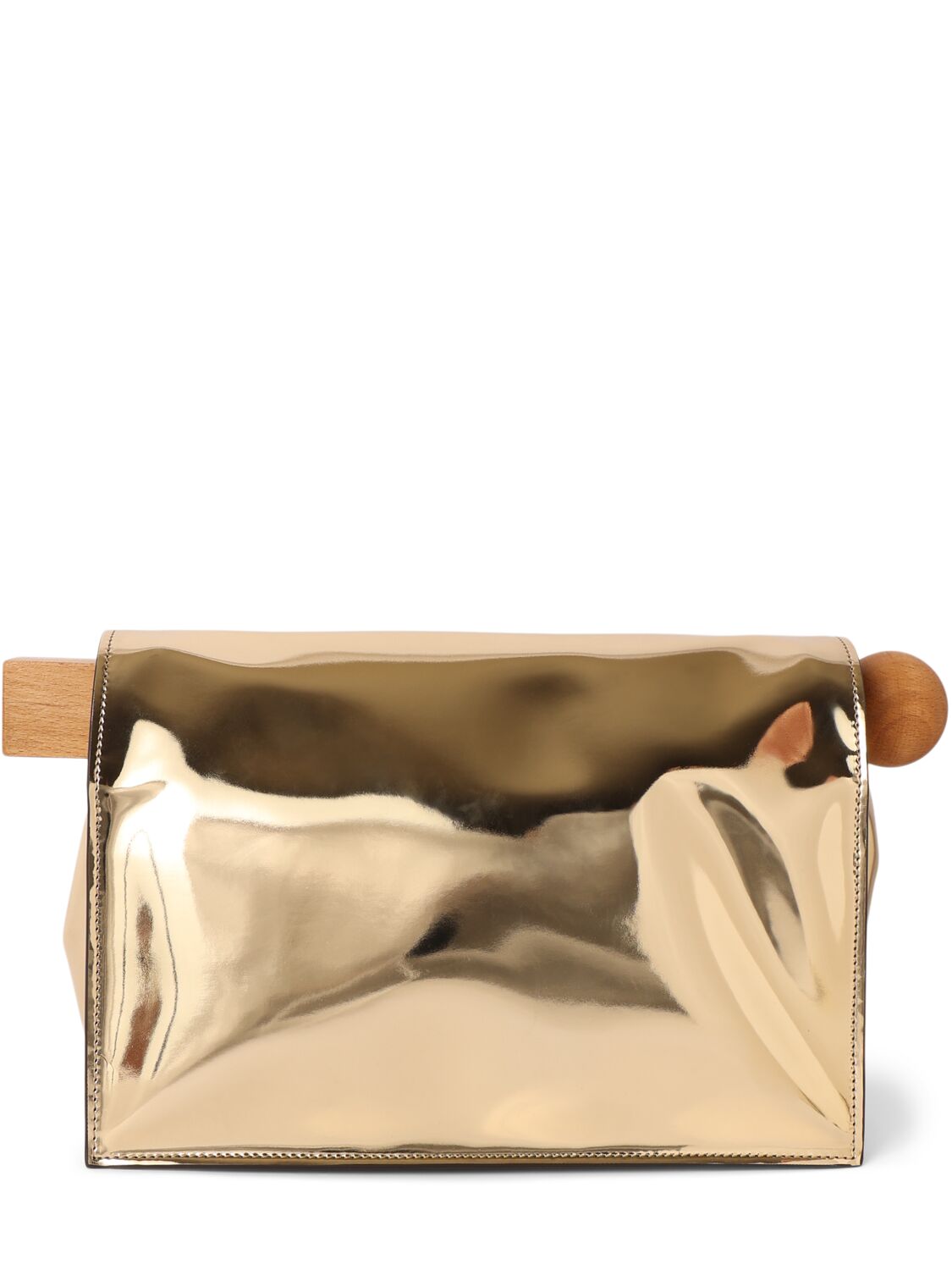 Shop Jacquemus La Pochette Rond Carre Leather Clutch In Gold