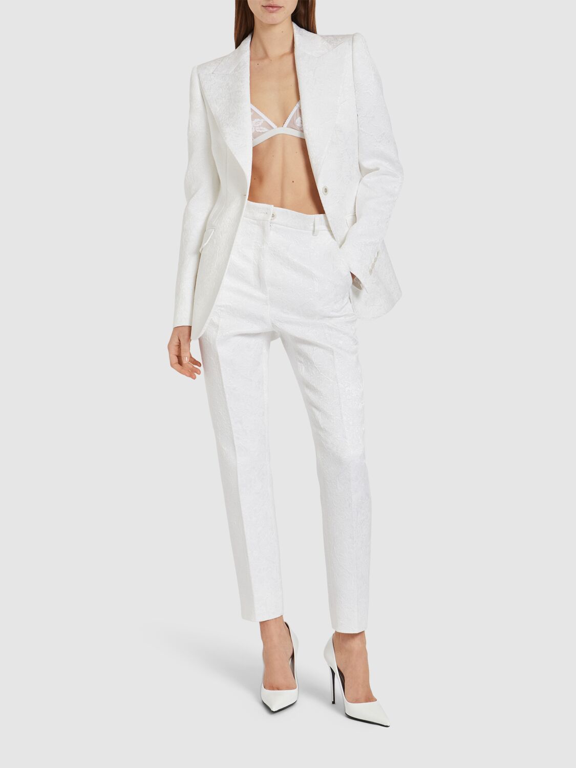 Shop Dolce & Gabbana Straight Cotton Blend Pants In White