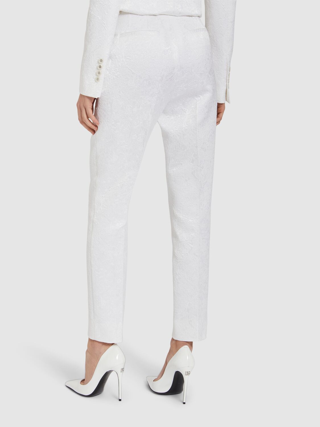 Shop Dolce & Gabbana Straight Cotton Blend Pants In White