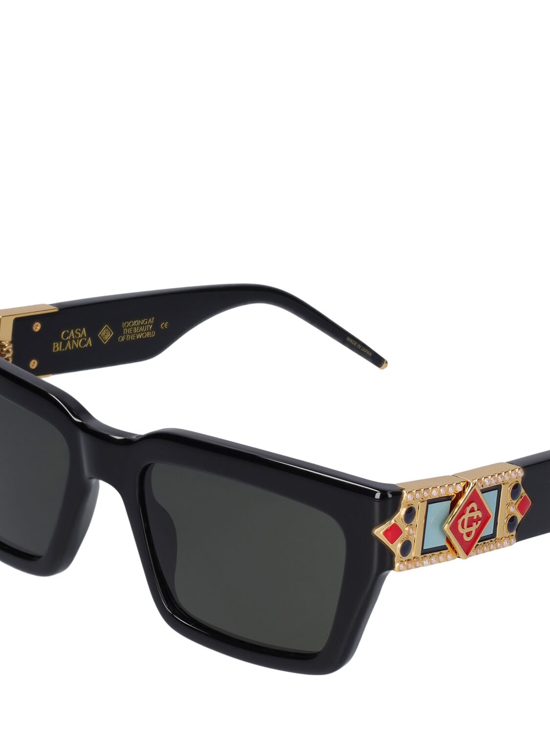 Shop Casablanca Monogram Plaque Squared Sunglasses In Black,grey