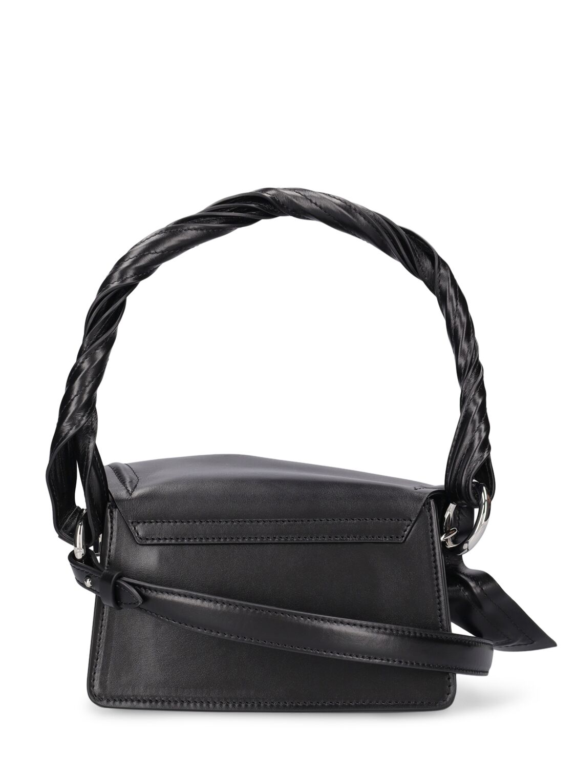 Shop Y/project Mini Wire Leather Top Handle Bag In Black