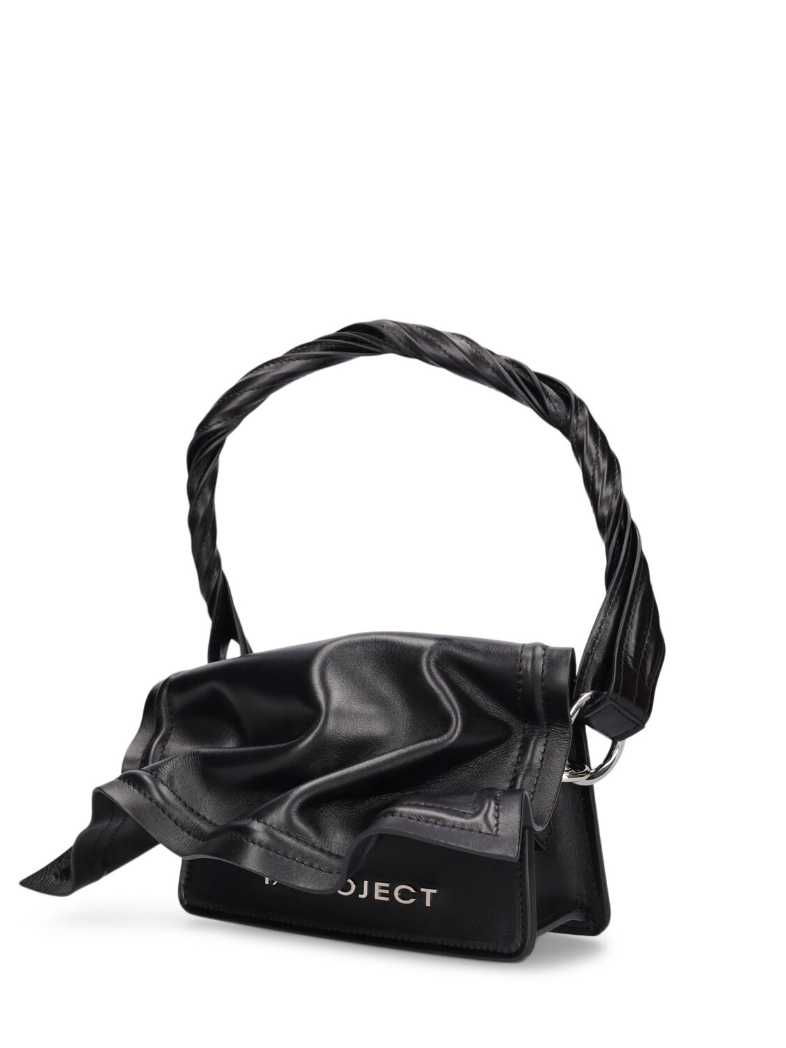 Shop Y/project Mini Wire Leather Top Handle Bag In Black