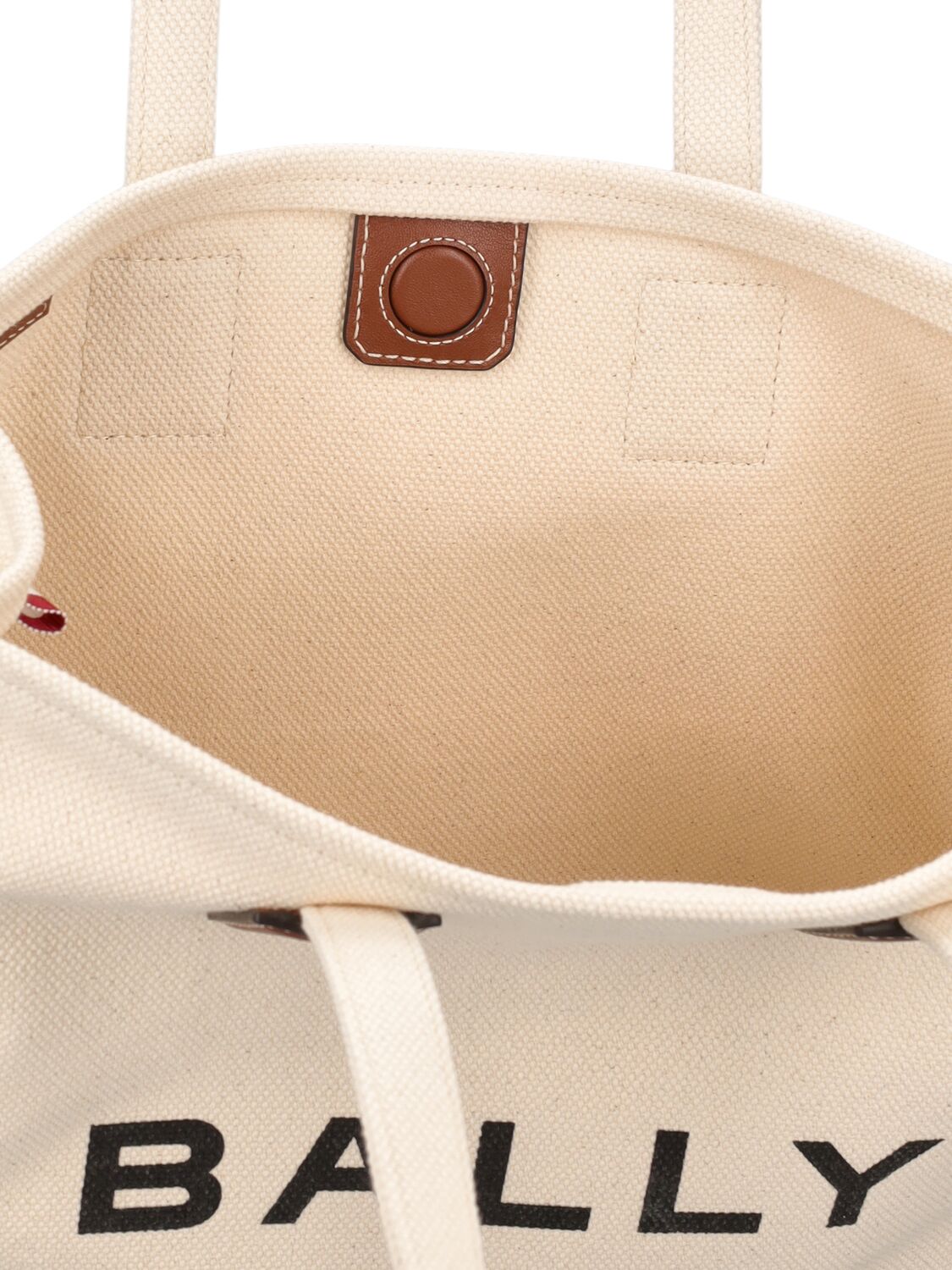 Shop Bally Akelei Canvas Tote Bag In Natural,cuoio