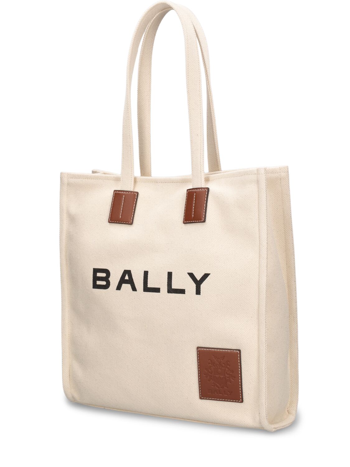 Shop Bally Akelei Canvas Tote Bag In Natural,cuoio