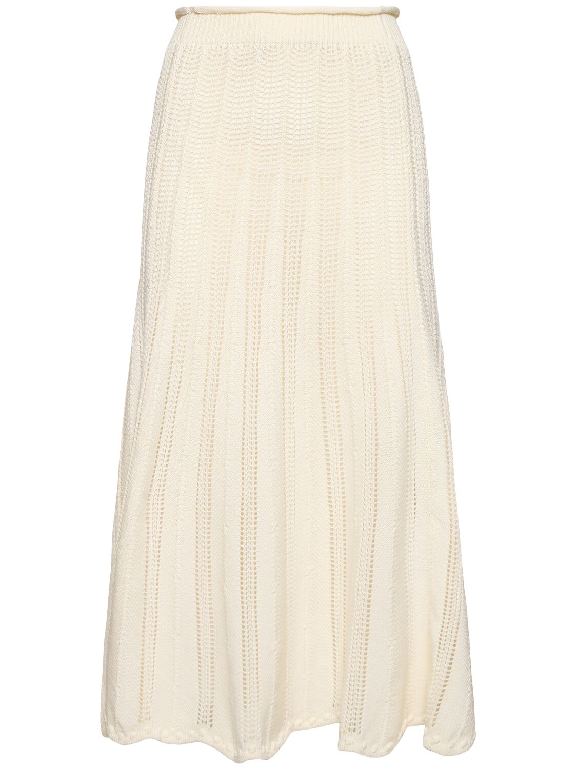 Forte Forte Mercerized Cotton Crochet Long Skirt In White