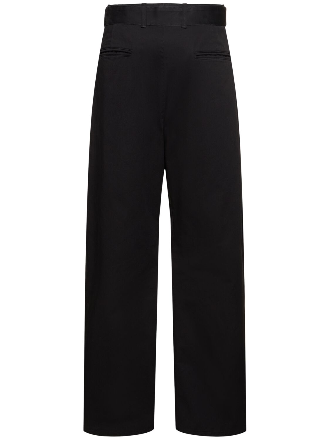 Shop Lemaire Belted Cotton Twisted Pants In Black