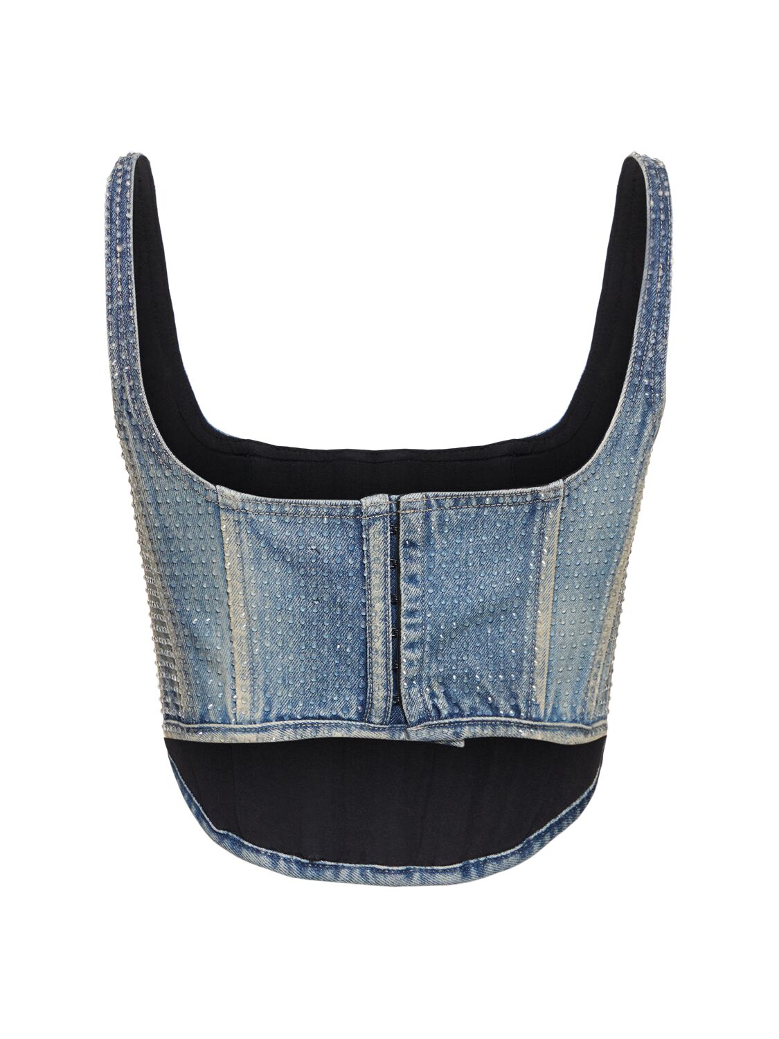 Shop Marc Jacobs Crystal Denim Corset In Light Blue