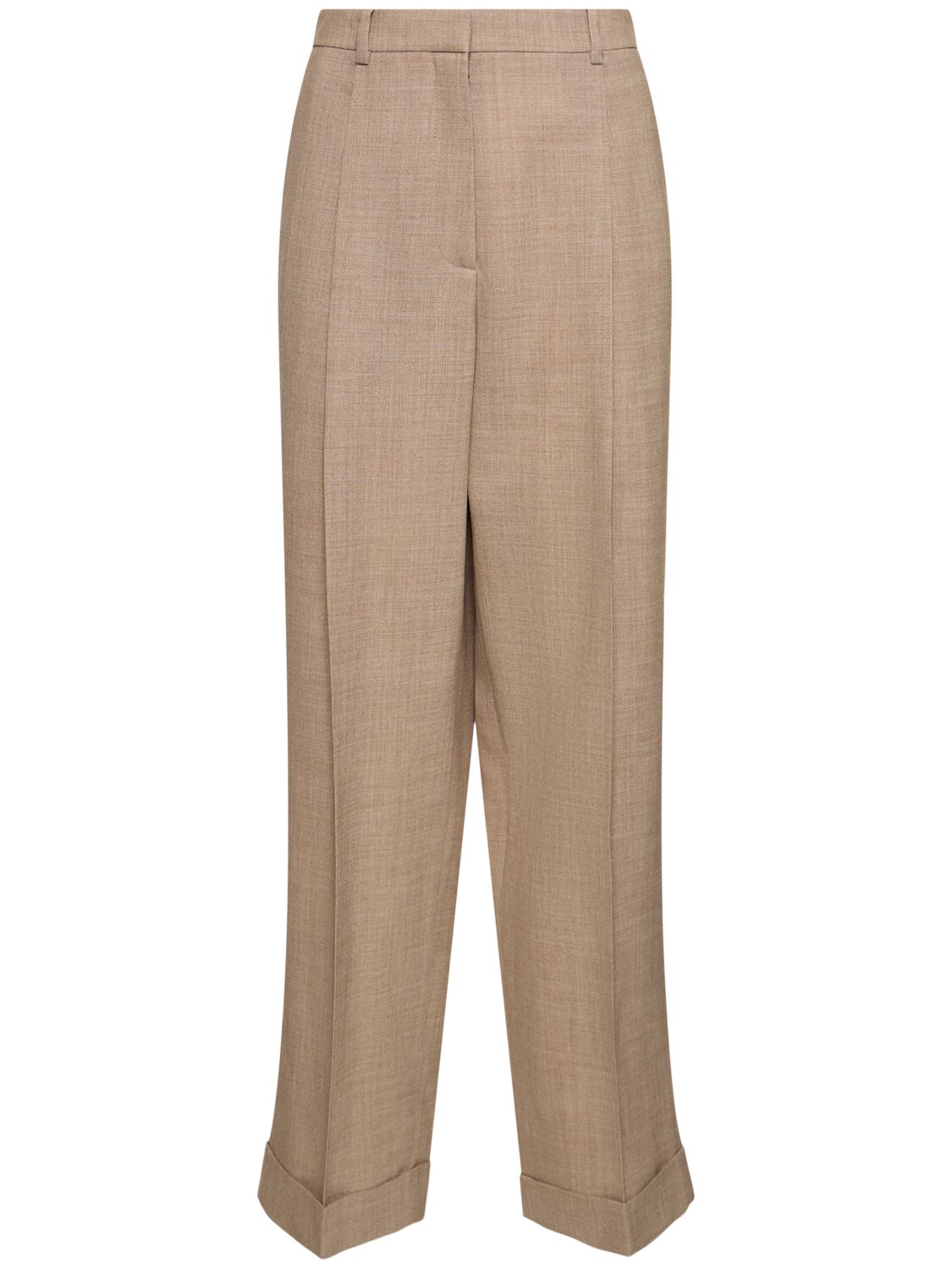 The Row Tor Wool Straight Trousers In Beige
