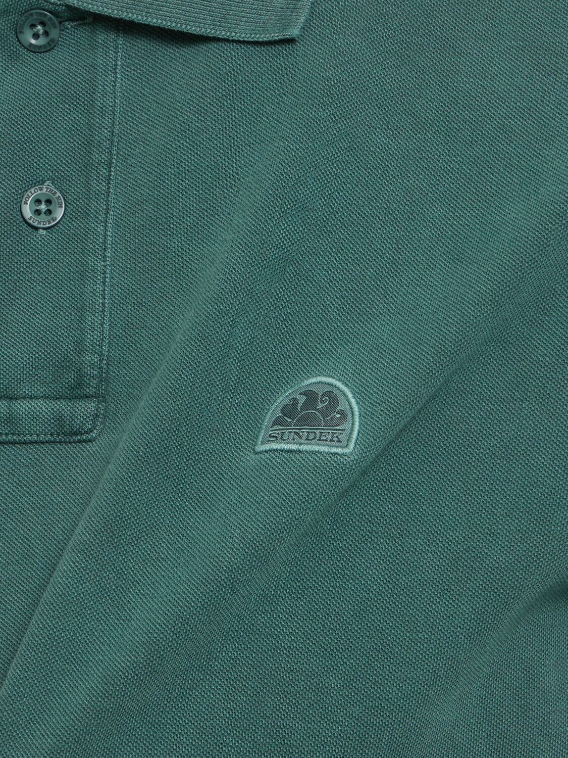 Shop Sundek Logo Garment Dyed Cotton Piquet Polo In Dark Green