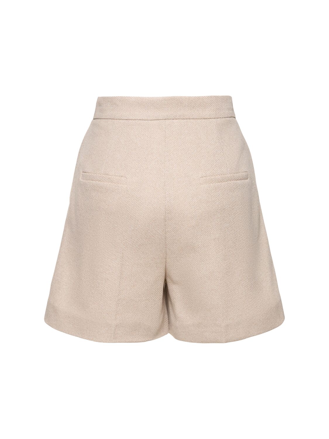 Shop Max Mara Jessica Pleated Cotton Jersey Shorts In Beige