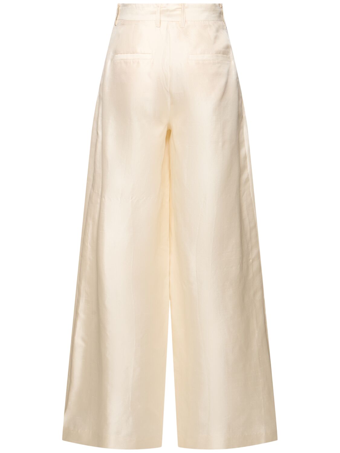 Shop Staud Luisa Wide Leg Silk Pants In White