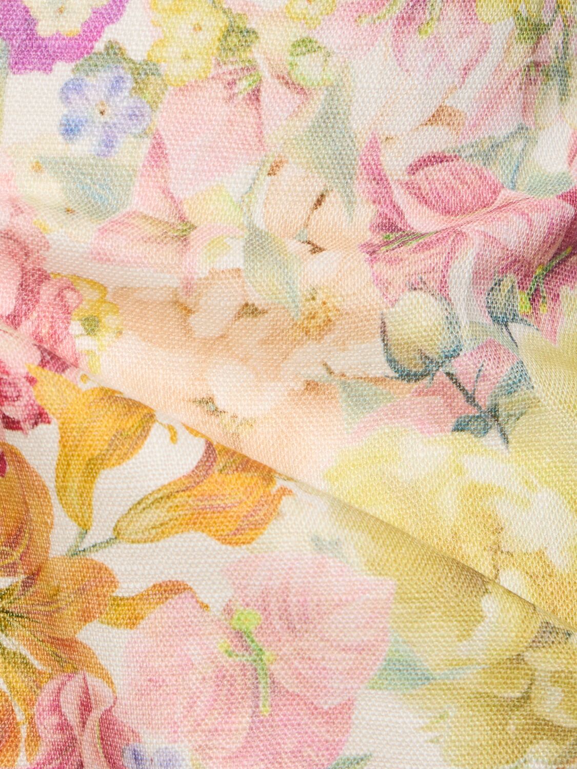 Shop Zimmermann Harmony Floral Self-tie Linen Midi Dress In Multicolor