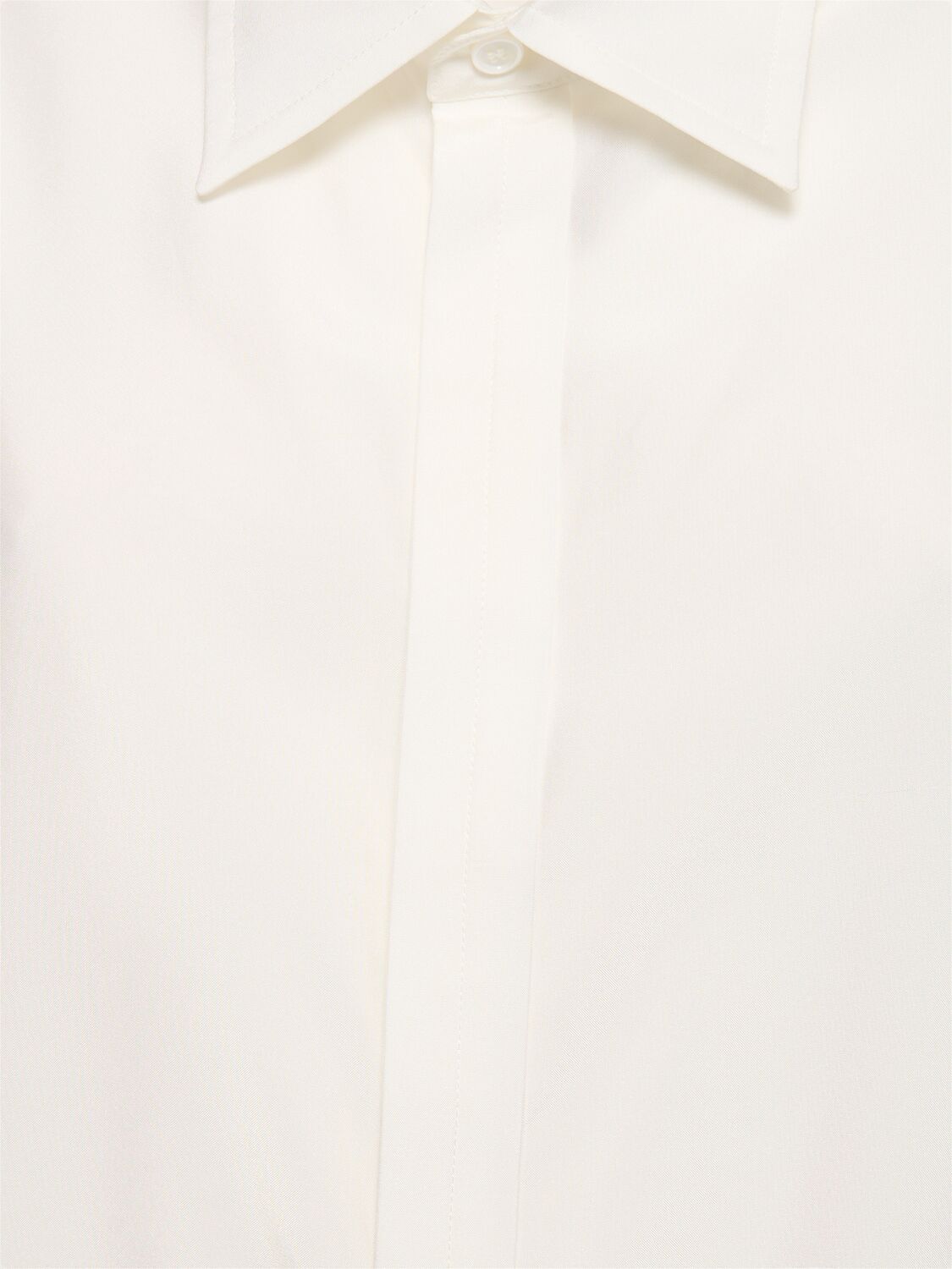 Shop Burberry Double Cuff Silk Shirt In White