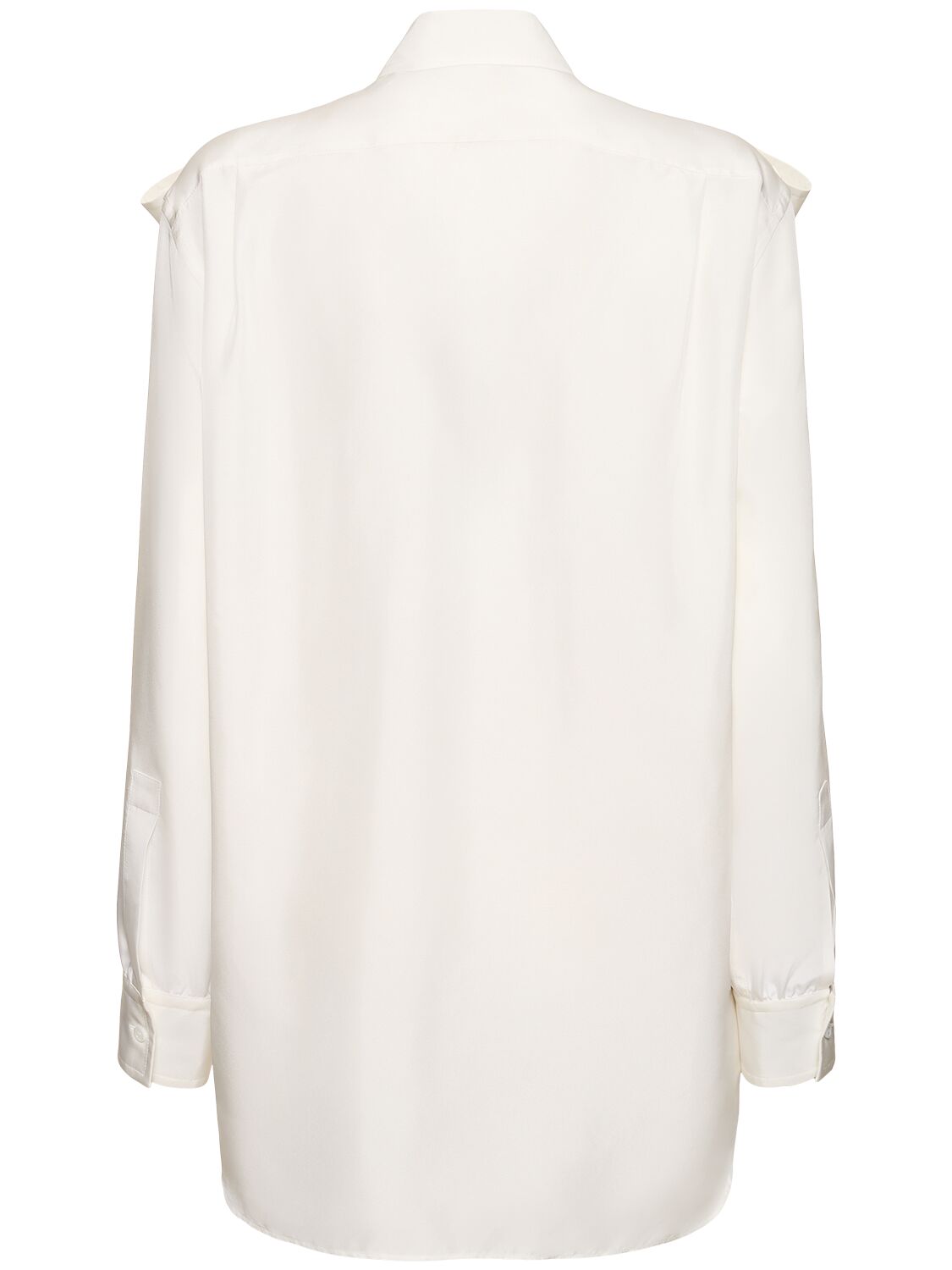 Shop Burberry Double Cuff Silk Shirt In White