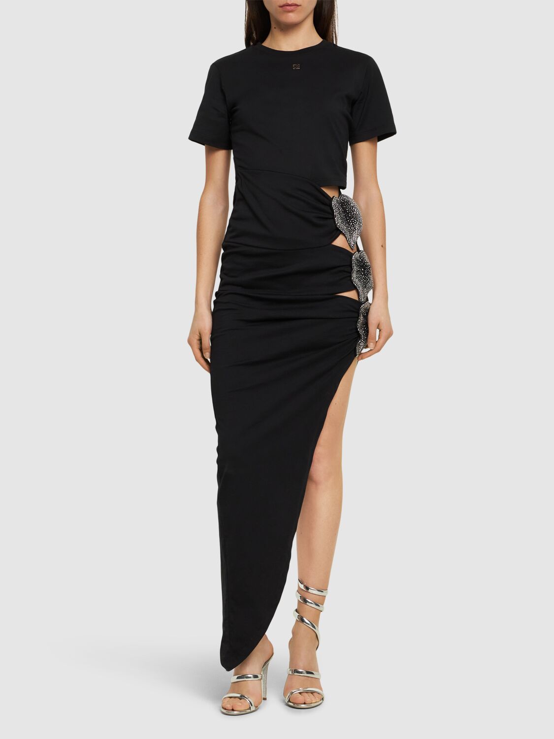 Cotton Jersey Maxi Dress W/ Slit