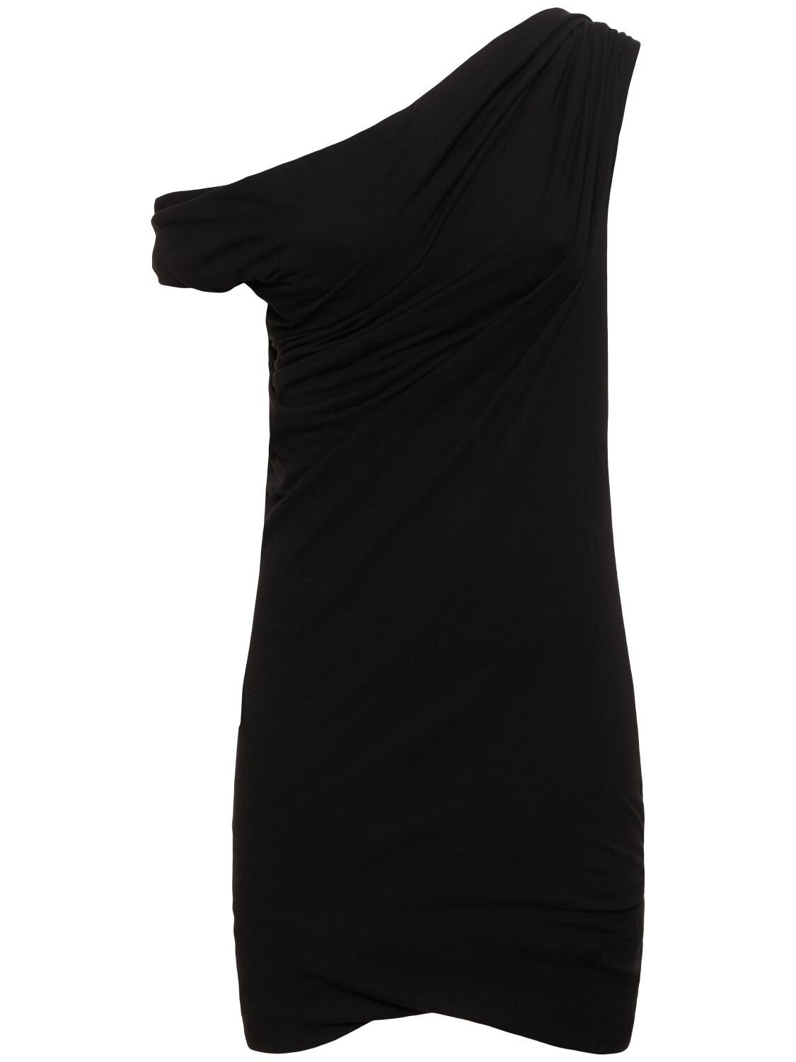 Msgm Draped Cotton Jersey Mini Dress In Black