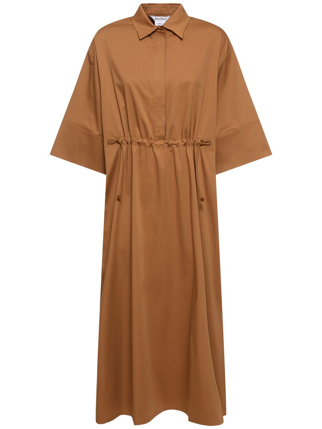 Shop Max Mara Eulalia Satin Midi Dress In Brown