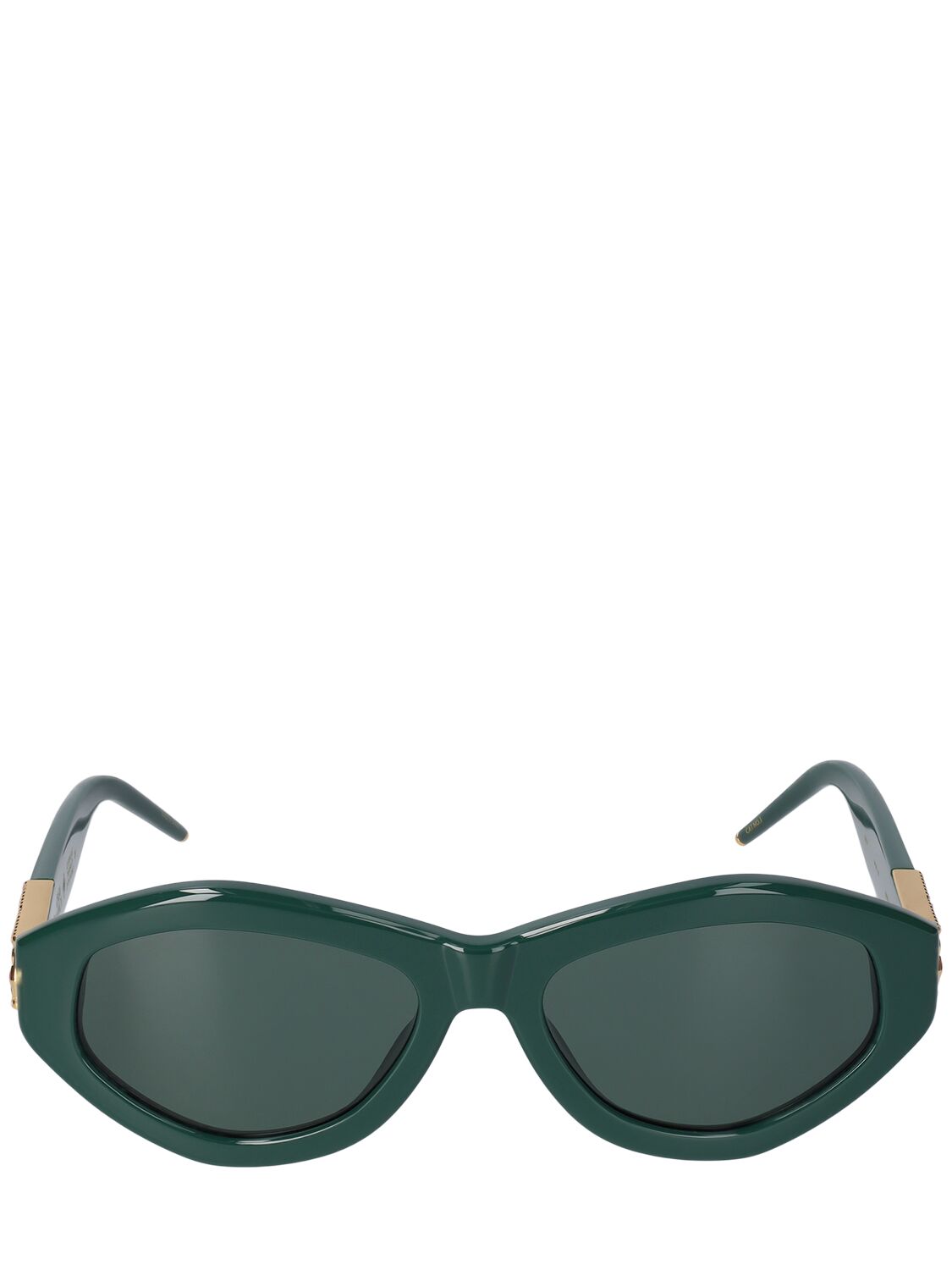 Casablanca Monogram Plaque Oval Sunglasses In Green,grey