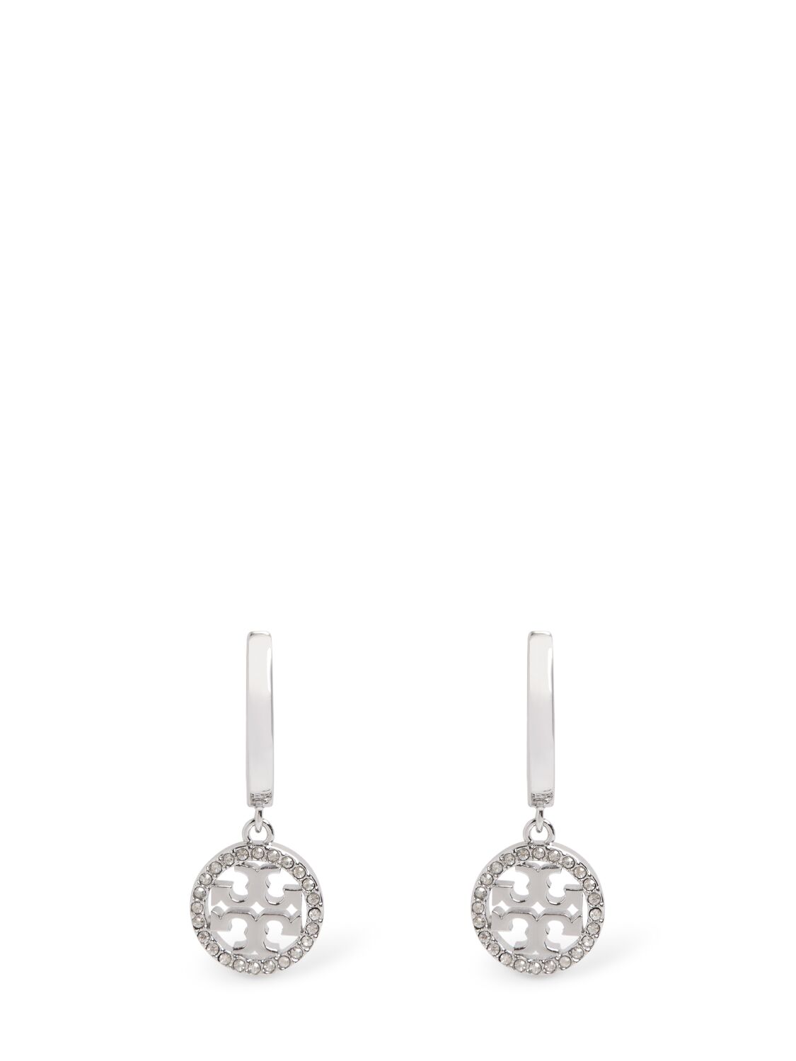 Tory Burch Miller Pavé Hoop Earrings In Silver